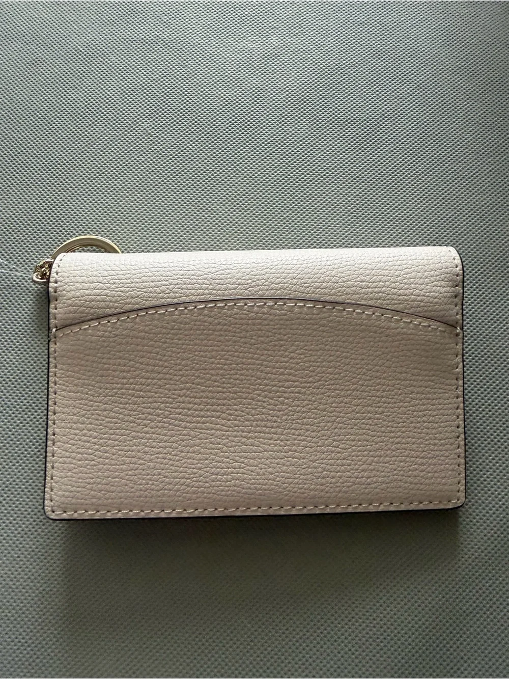kate spade cream pebble leather card case with gold keyring